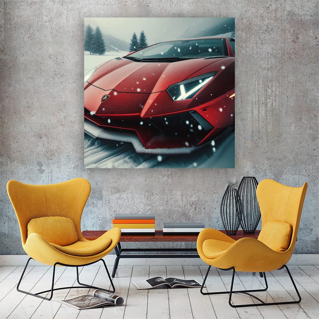 Lamborghini Aventador Winter Wall Art