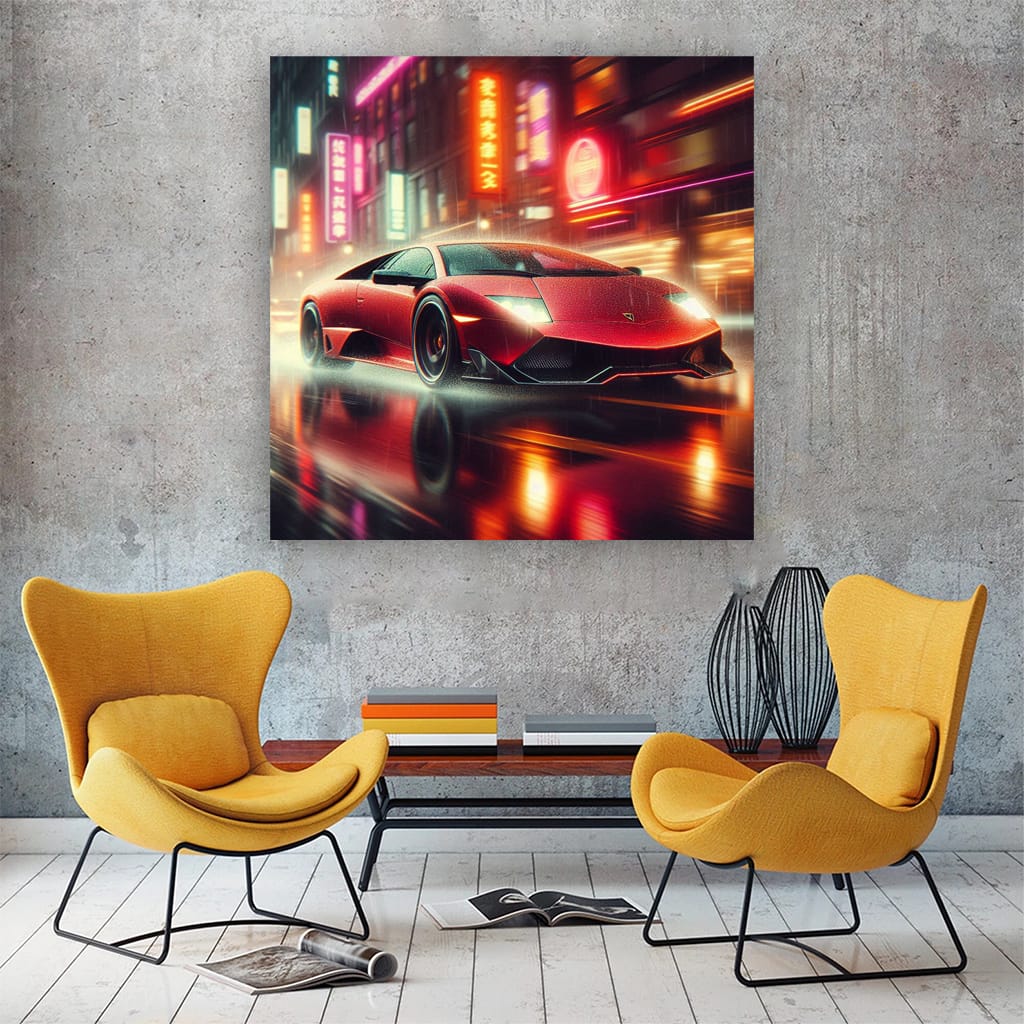 Lamborghini Murcielago Rainy Weath Wall Art