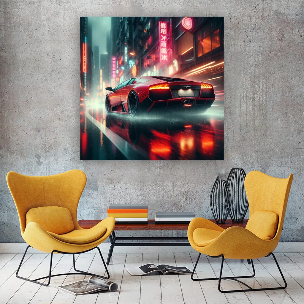 Lamborghini Murcielago Rainy Weather Wall Art