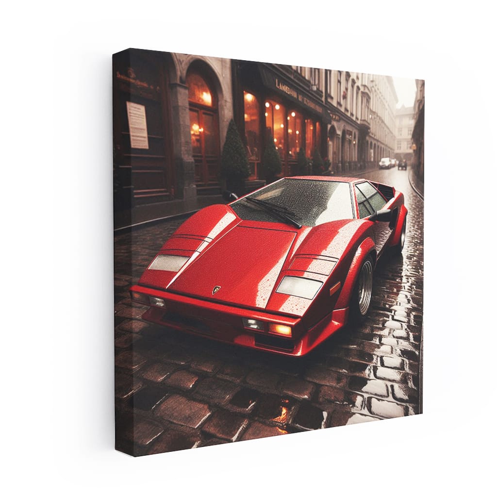 Lamborghini Old Retro Rainy Weath Wall Art