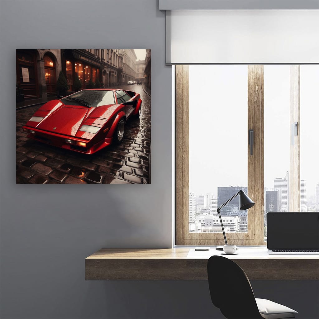 Lamborghini Old Retro Rainy Weath Wall Art