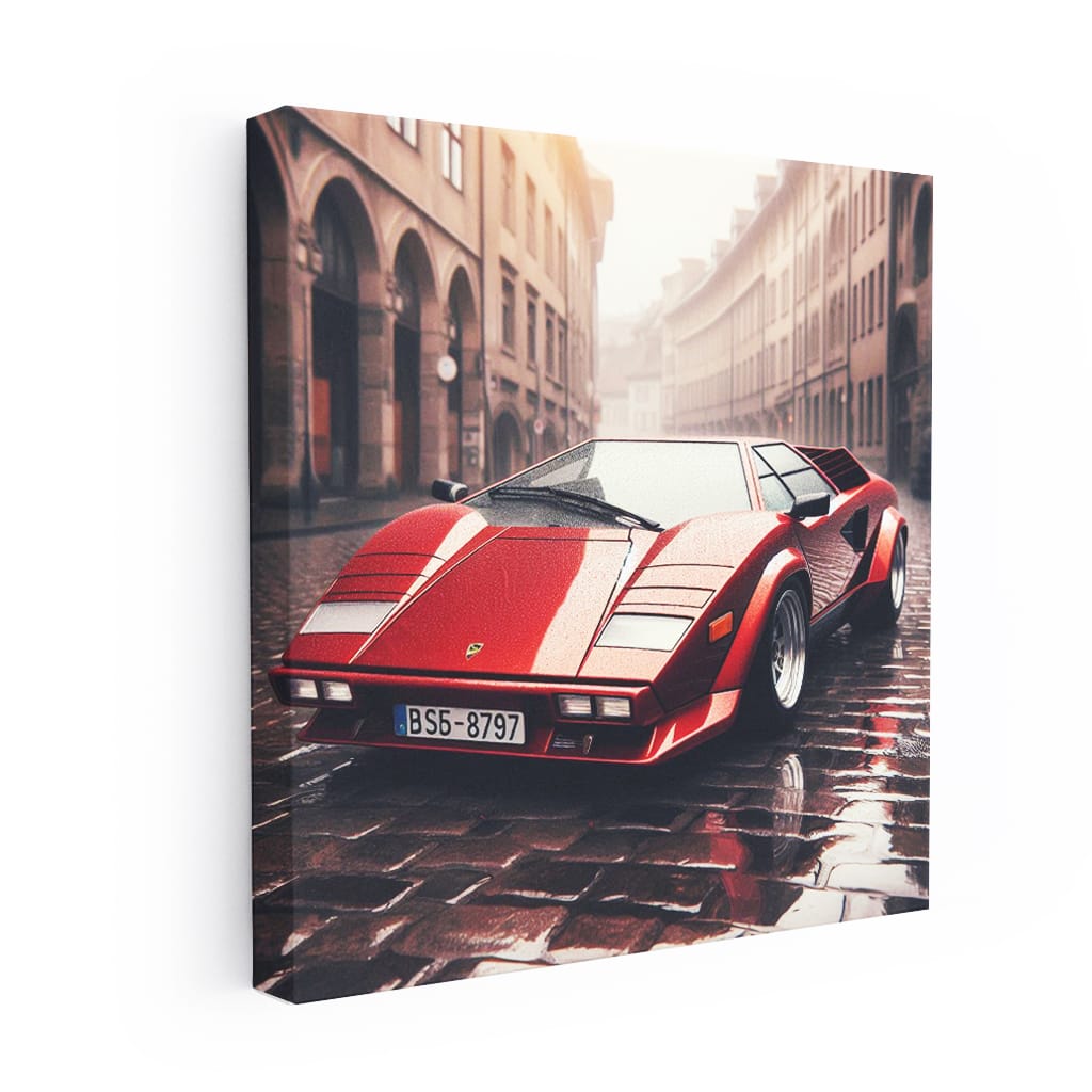 Lamborghini Old Retro Rainy Weather Wall Art