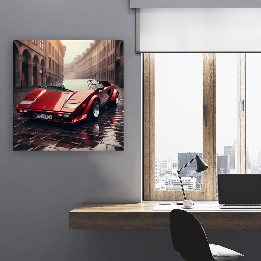 Retro Lamborghini in Rainy Weather - Timeless Elegance
