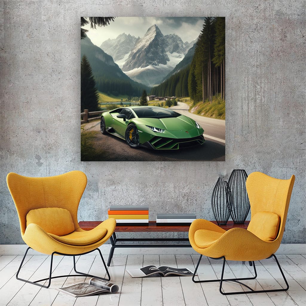 Lamborghini Sian Soaring Over Mountains - Futuristic Power