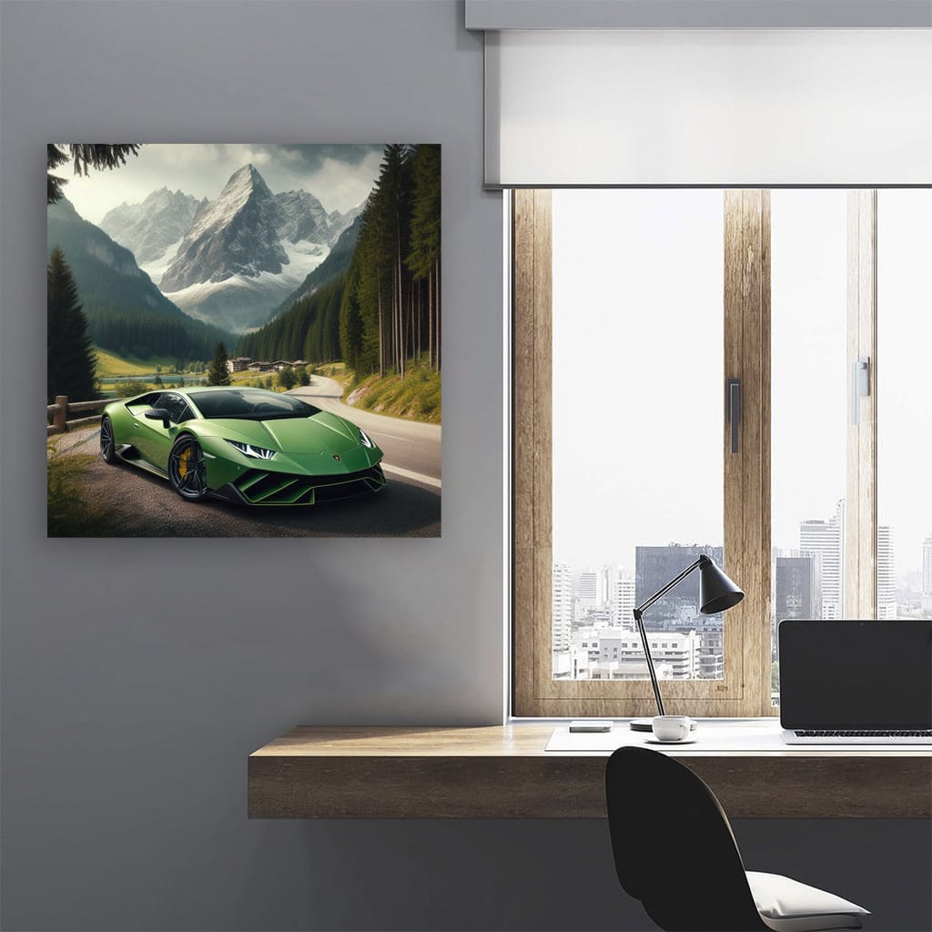 Lamborghini Sian Soaring Over Mountains - Futuristic Power