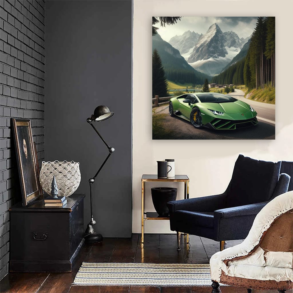 Lamborghini Sian Soaring Over Mountains - Futuristic Power