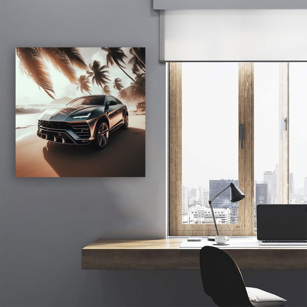 Lamborghini Urus On Beach Wall Art