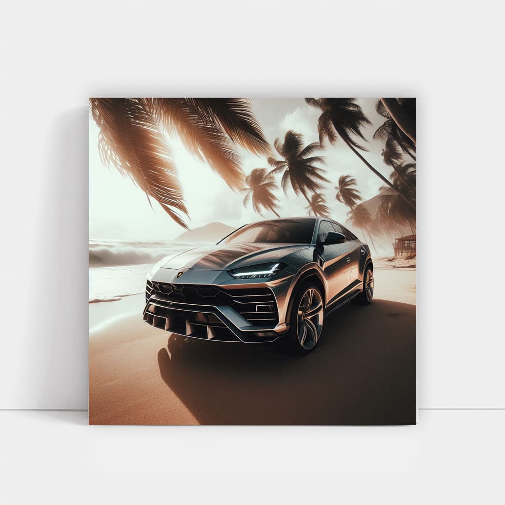 Lamborghini Urus On Beach Wall Art