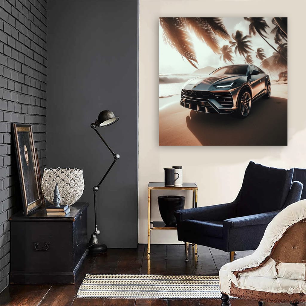 Lamborghini Urus On Beach Wall Art