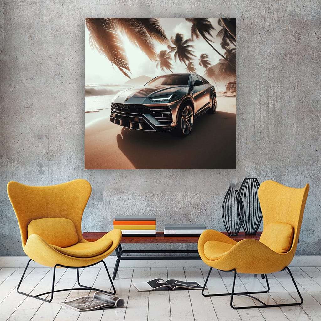 Lamborghini Urus On Beach Wall Art