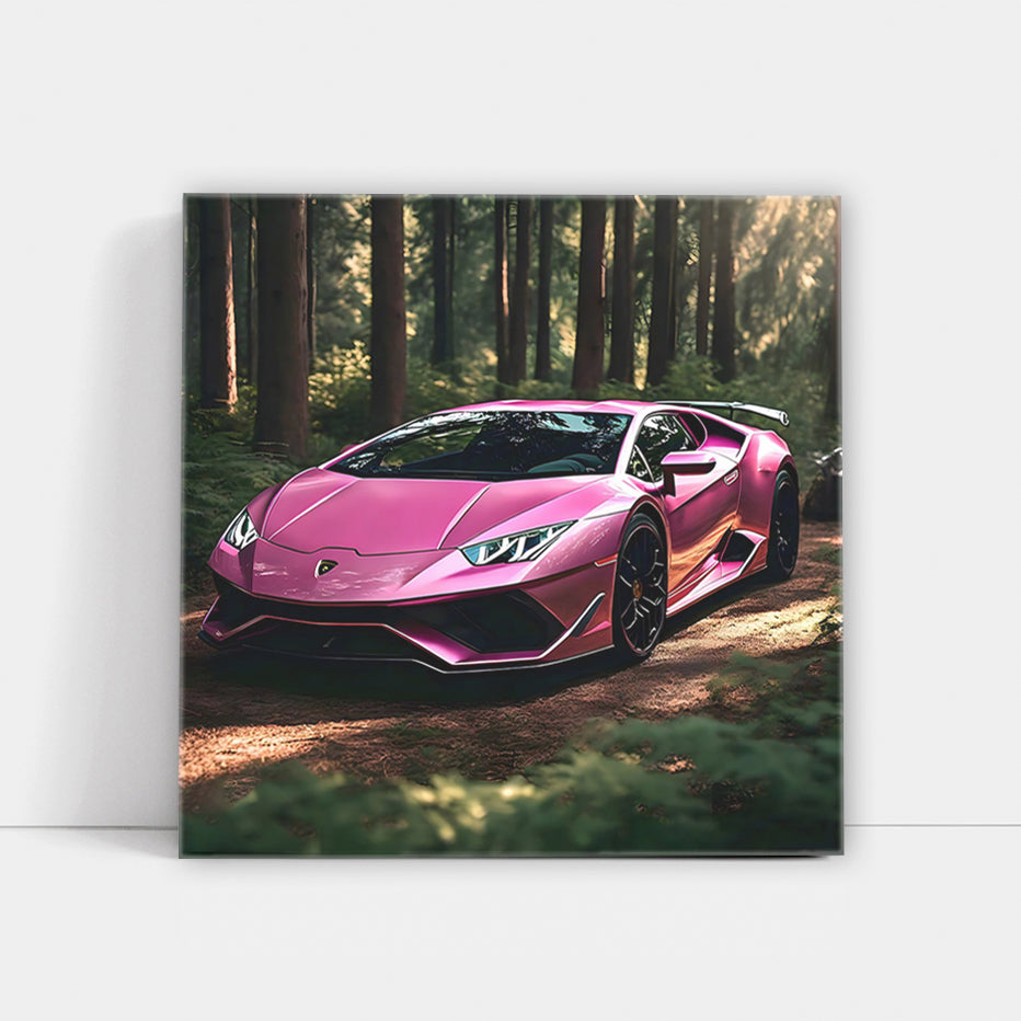 Pink Lamborghini Huracan EVO in Forest - Bold Elegance