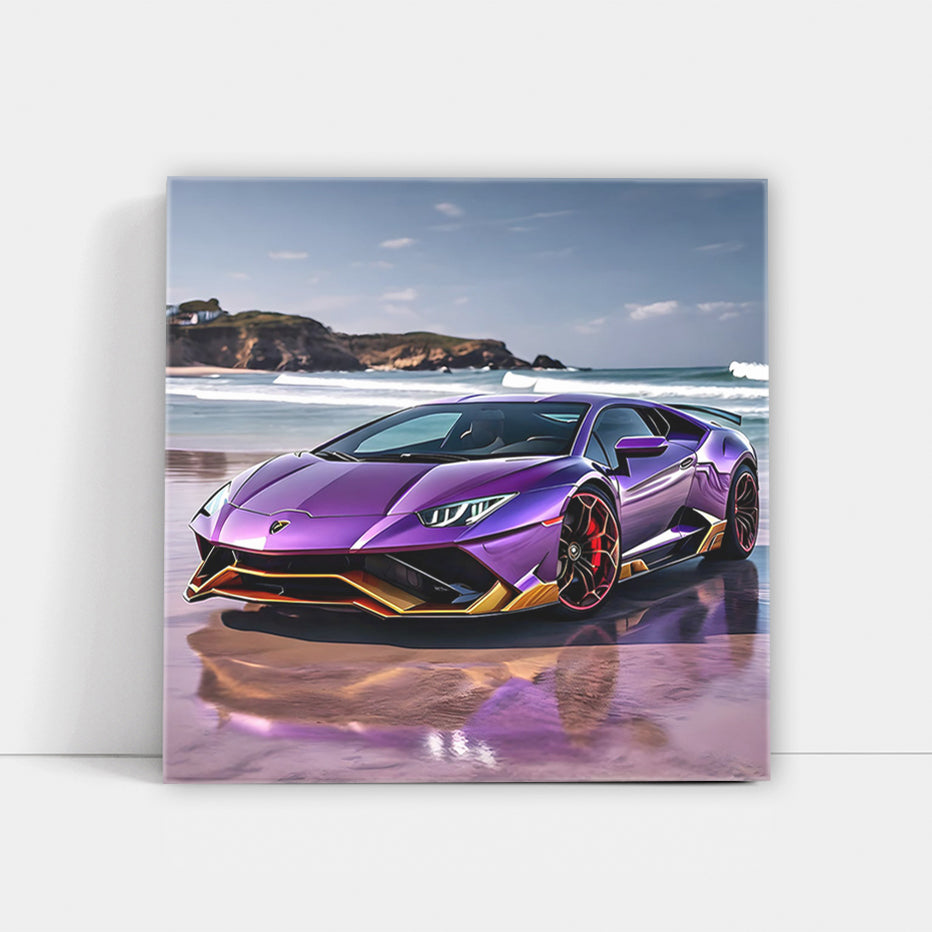 Purple Lamborghini Huracán Evo on Beach - Exotic Thrill
