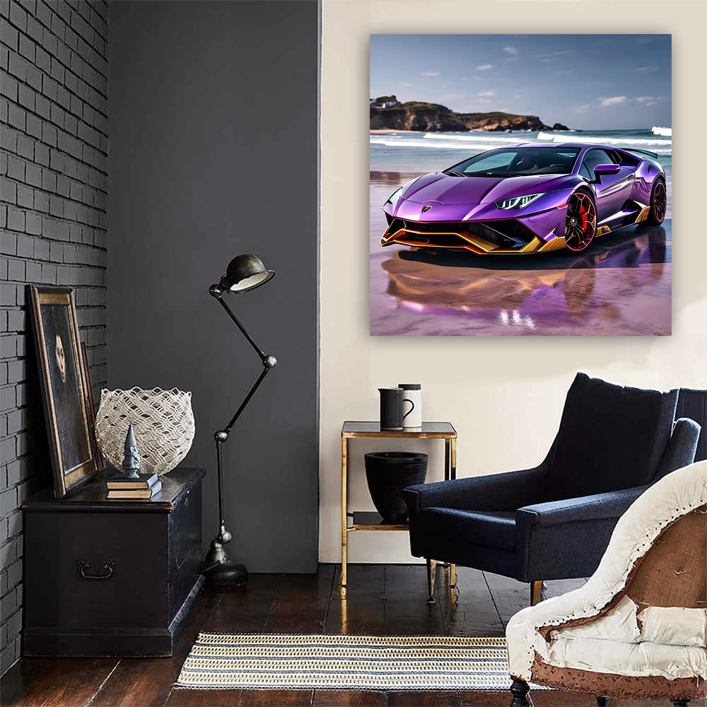 Purple Lamborghini Huracán Evo on Beach - Exotic Thrill