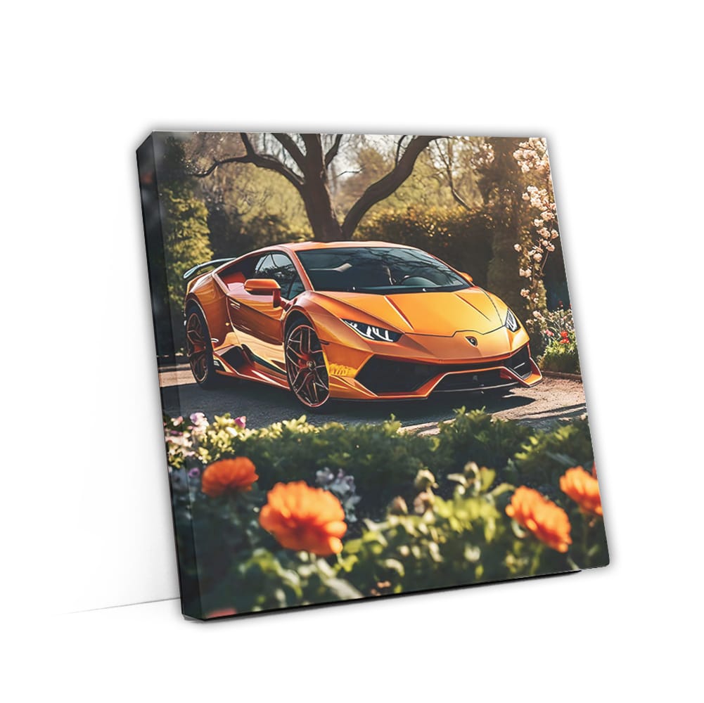 Orange Lamborghini Huracan Amid Flowers - Pure Speed Icon