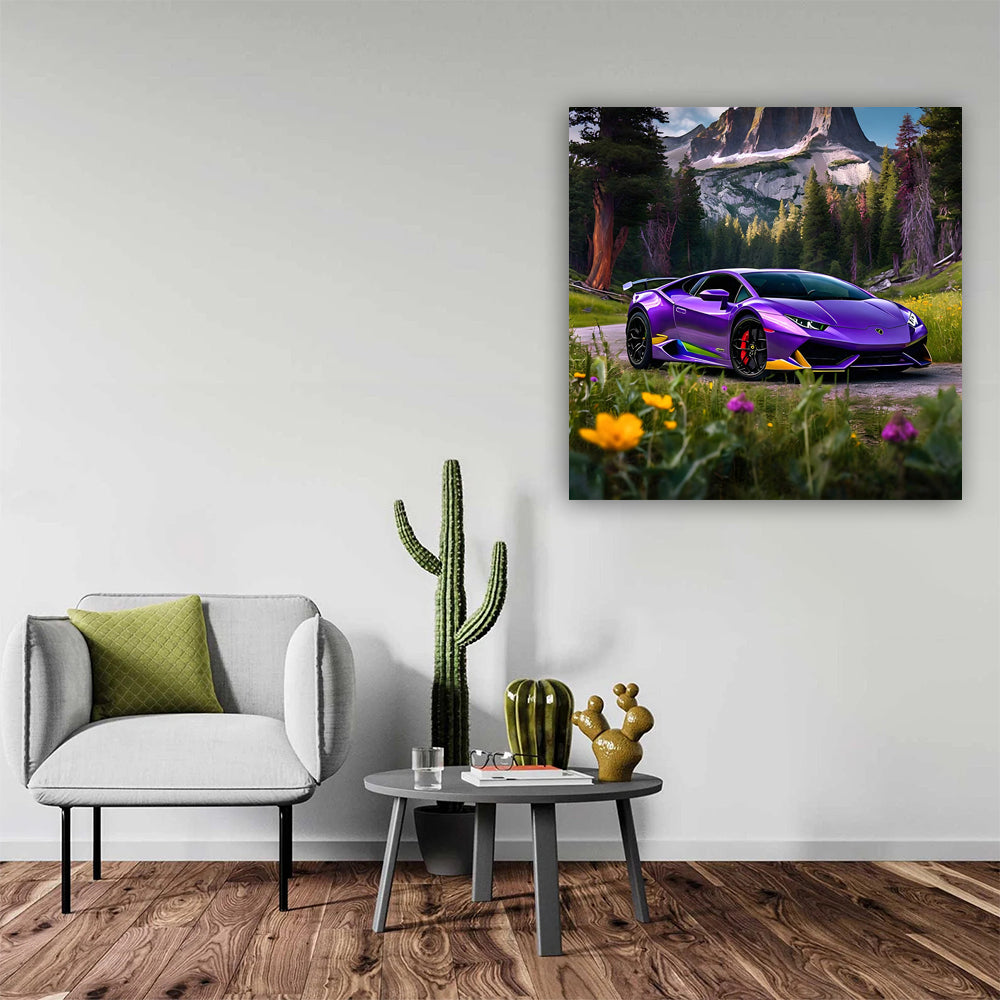 Purple Lamborghini Huracan in National Park—Elegance and Power