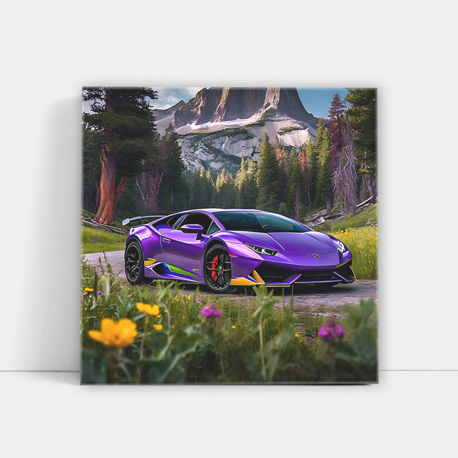 Purple Lamborghini Huracan in National Park—Elegance and Power