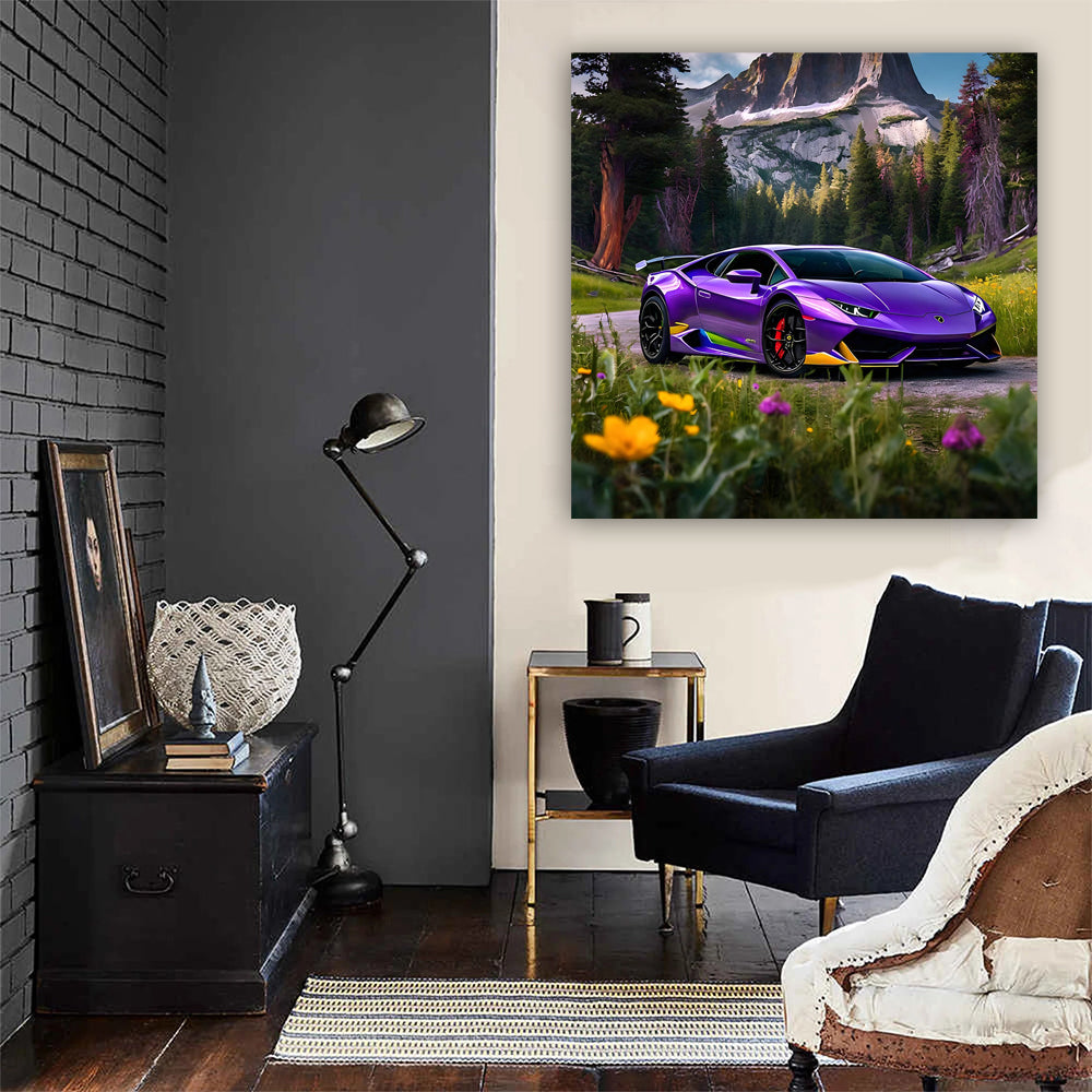 Purple Lamborghini Huracan in National Park—Elegance and Power