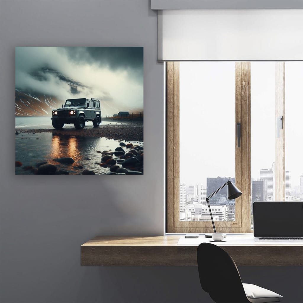 Land Rover Defender Cloudy Weath Wall Art