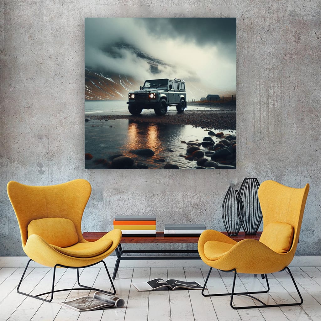 Land Rover Defender Cloudy Weath Wall Art