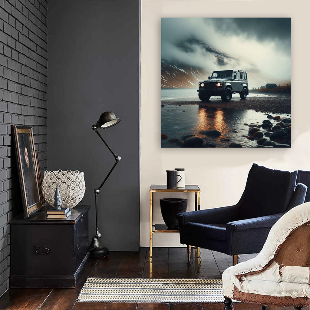 Land Rover Defender Cloudy Weath Wall Art