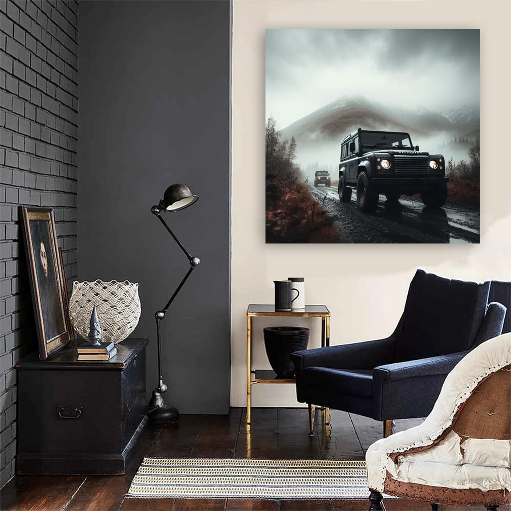 Land Rover Defender Cloudy Weather Wall Art