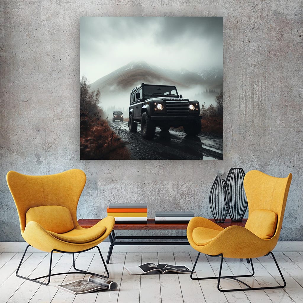 Land Rover Defender Cloudy Weather Wall Art