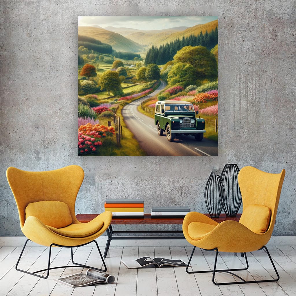 Land Rover Old Retro Road Wall Art