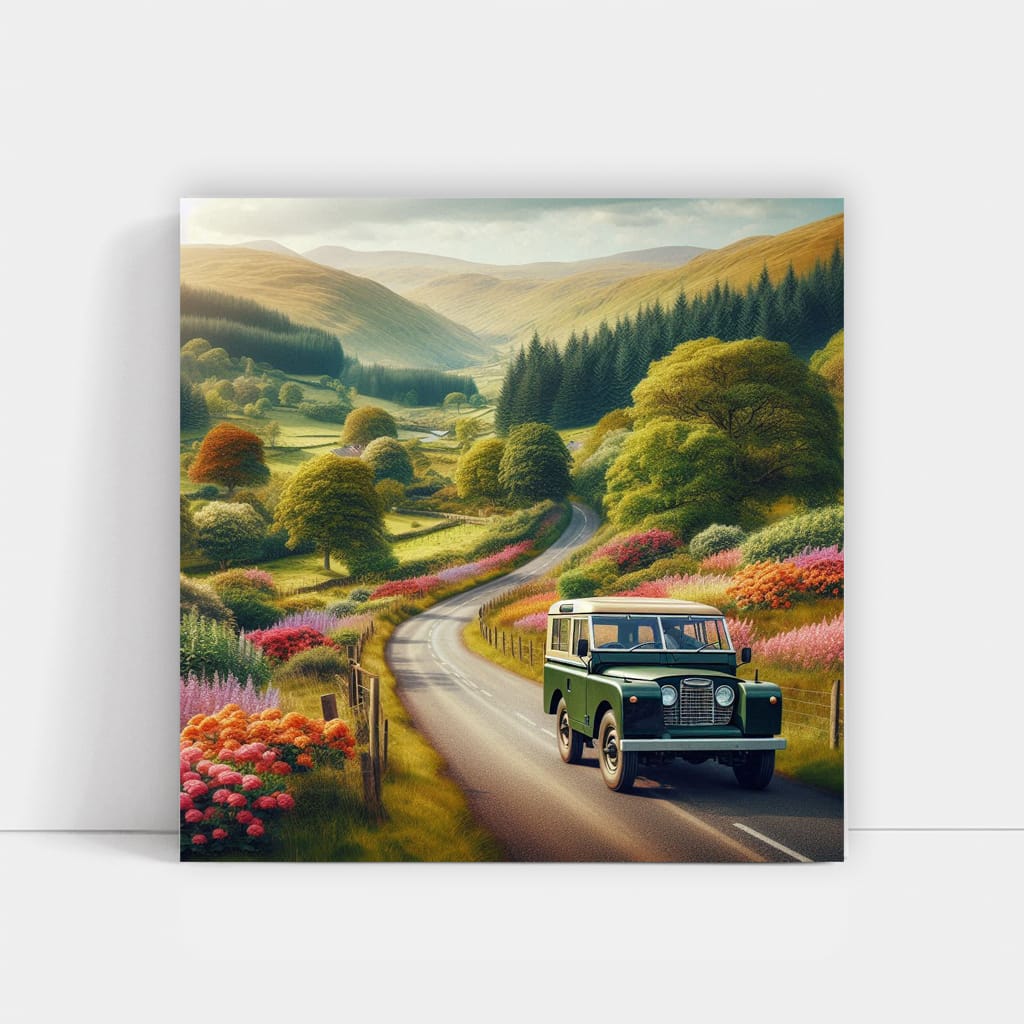 Vintage Land Rover on Classic Road - Timeless Adventure