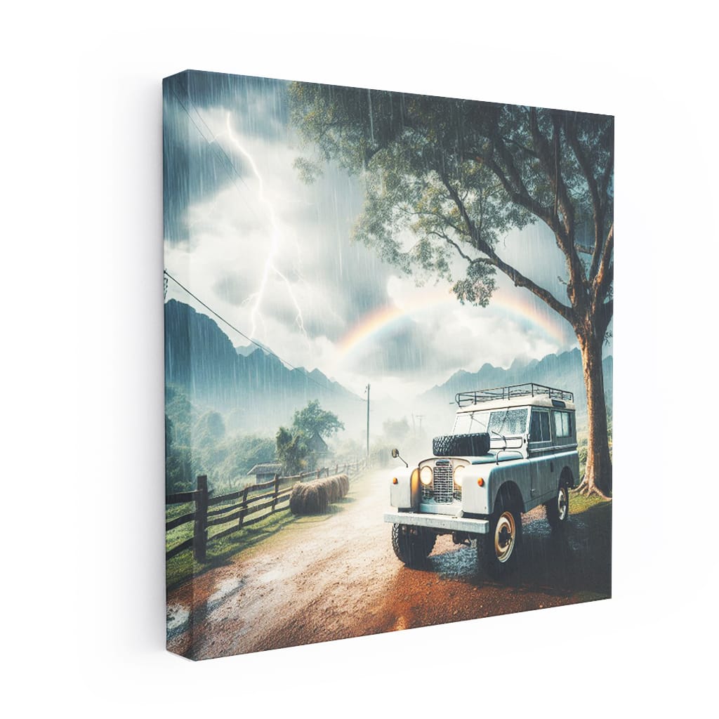 Land Rover Old Retro Thunderstorm Wall Art