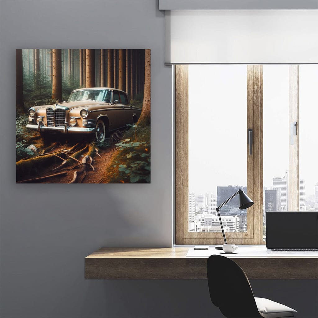 Vintage Lincoln Forest Scene - Classic Elegance