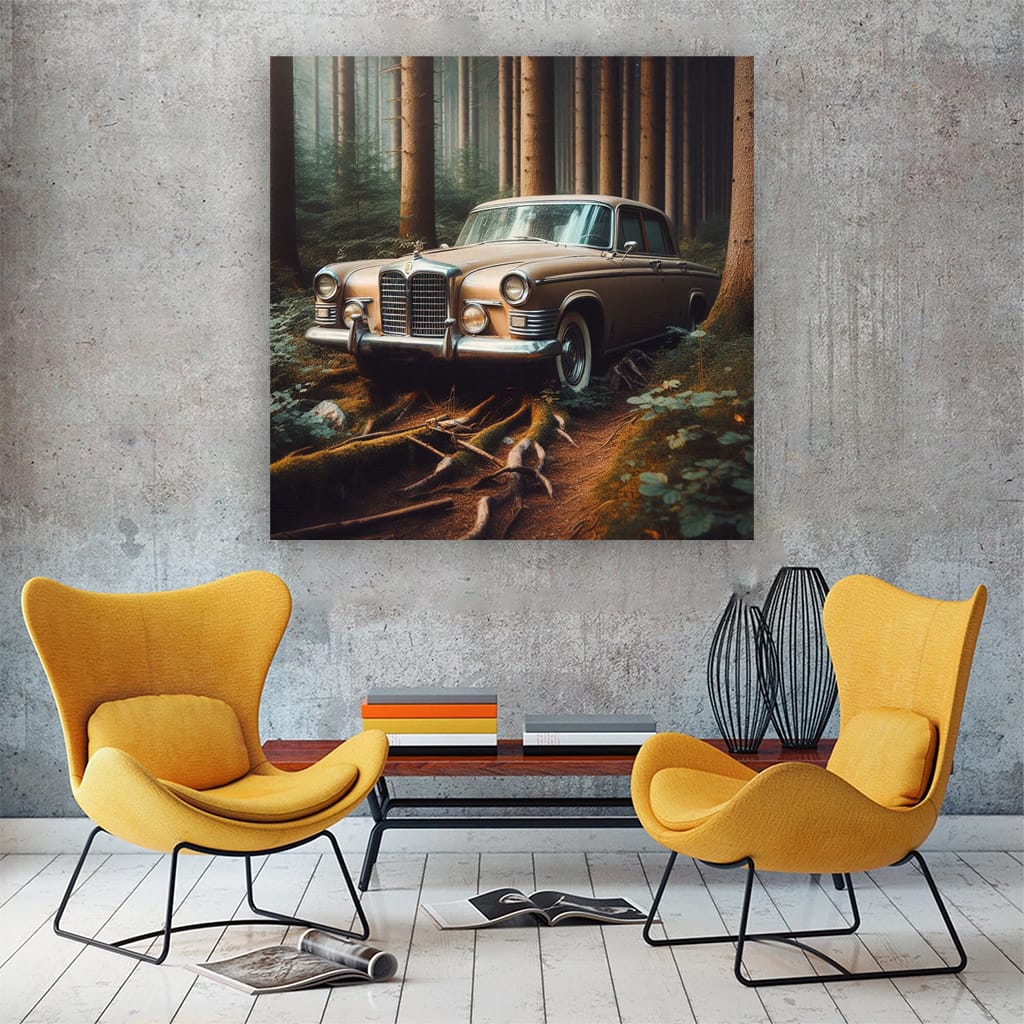Vintage Lincoln Forest Scene - Classic Elegance