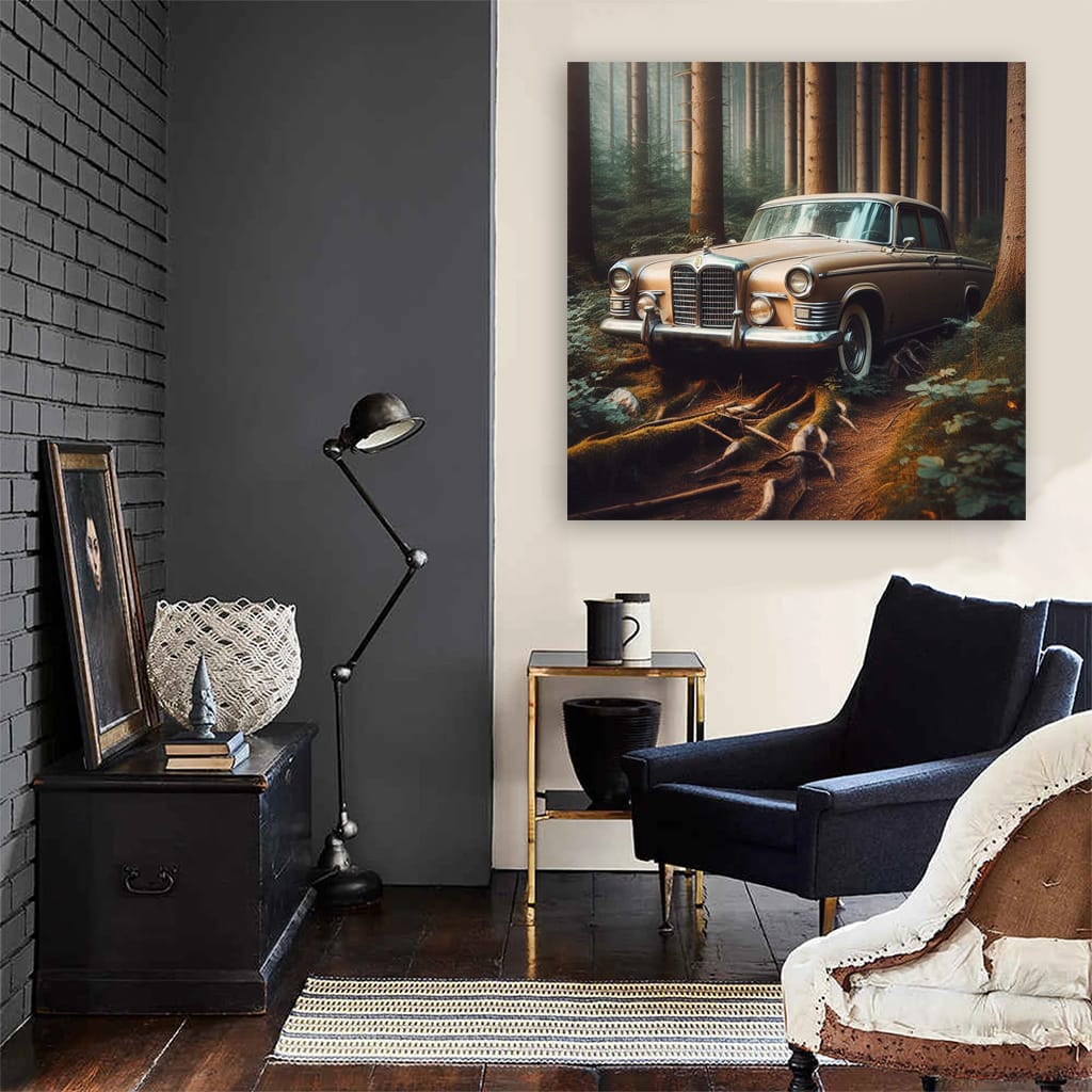 Vintage Lincoln Forest Scene - Classic Elegance
