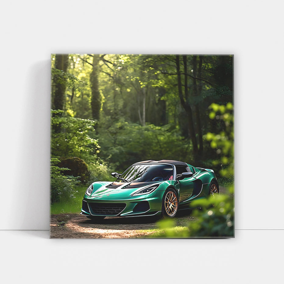 Green Lotus Elise in Forest - Sleek and Agile Performance