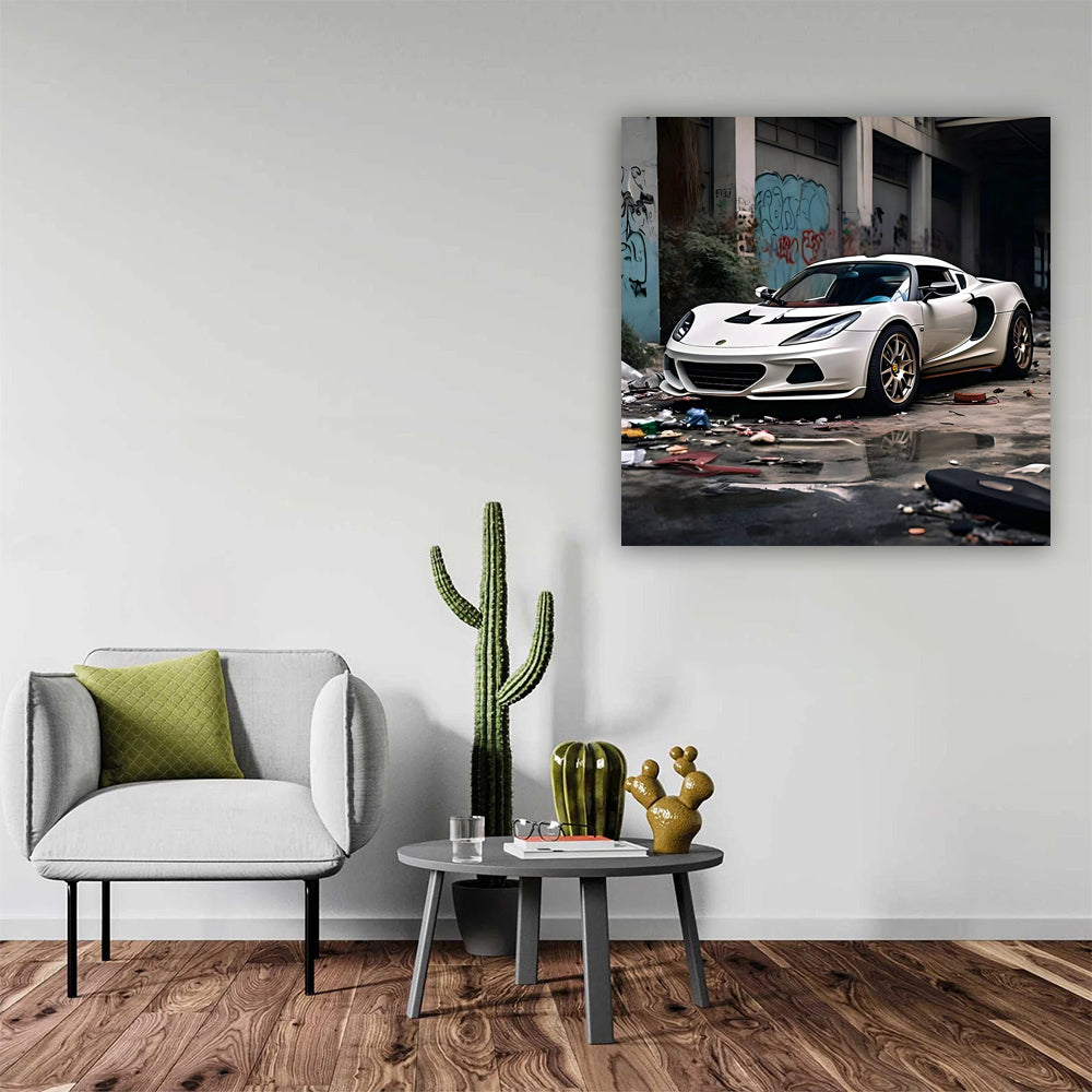 White Lotus Elise in Urban Setting - Sleek and Sporty Ride