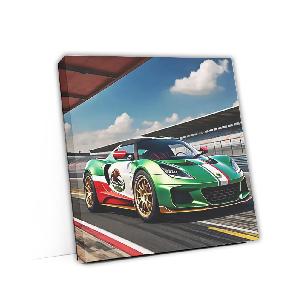 Lotus Exige Green With Flag Mexic Wall Art