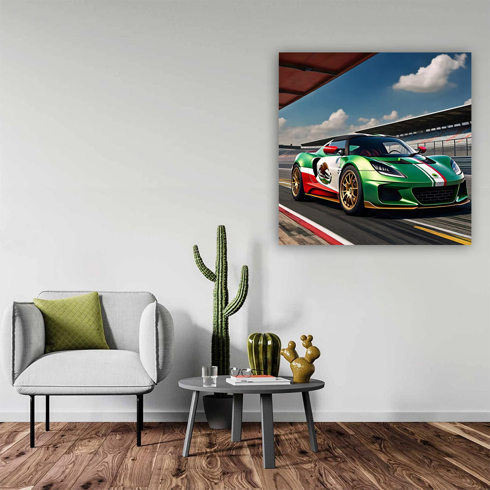 Mexican Flag-Adorned Green Lotus Exige - Speed and Style