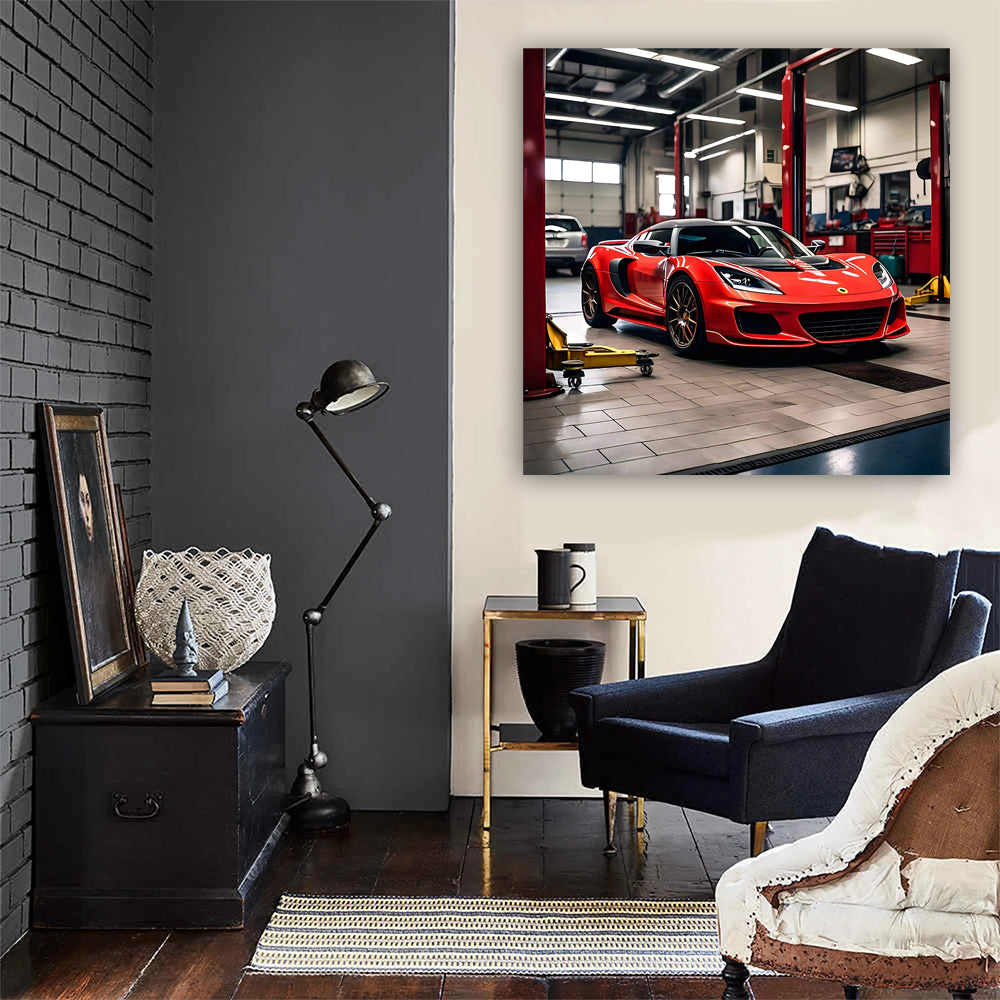 Red Lotus Exige in Auto Service - Speed and Elegance