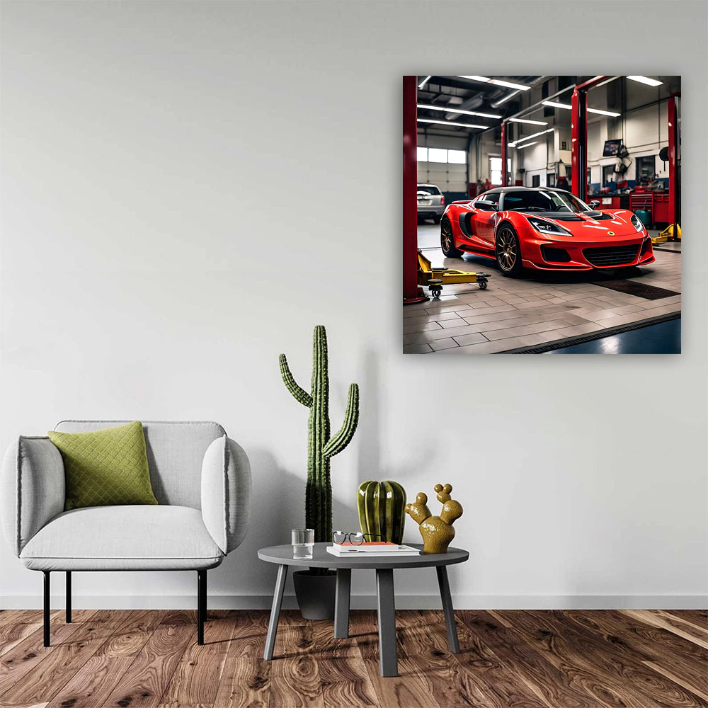 Red Lotus Exige in Auto Service - Speed and Elegance