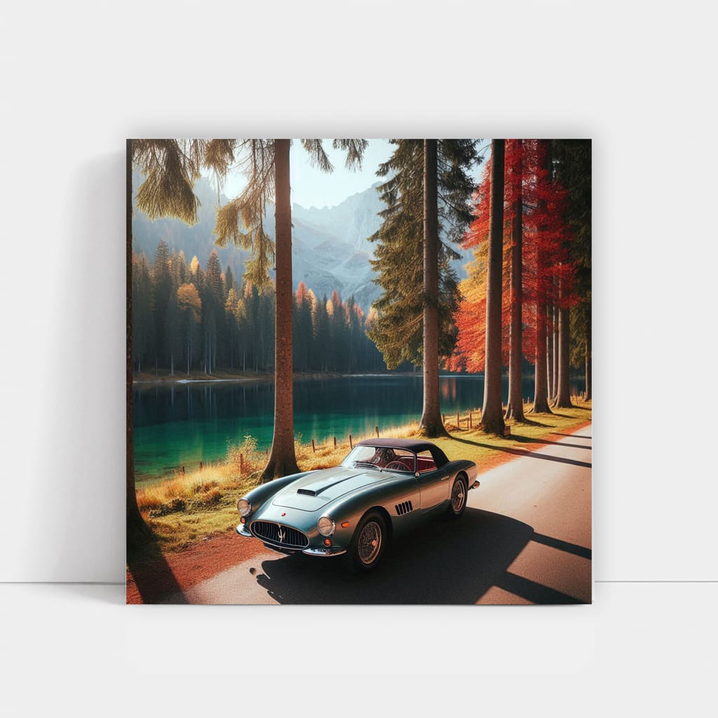 Vintage Maserati by Lake - Classic Elegance on Display