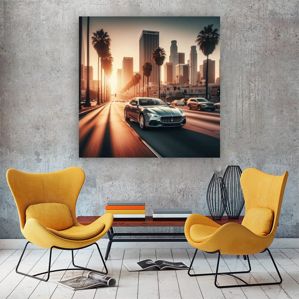 Maserati Quattroporte Los Angel Wall Art