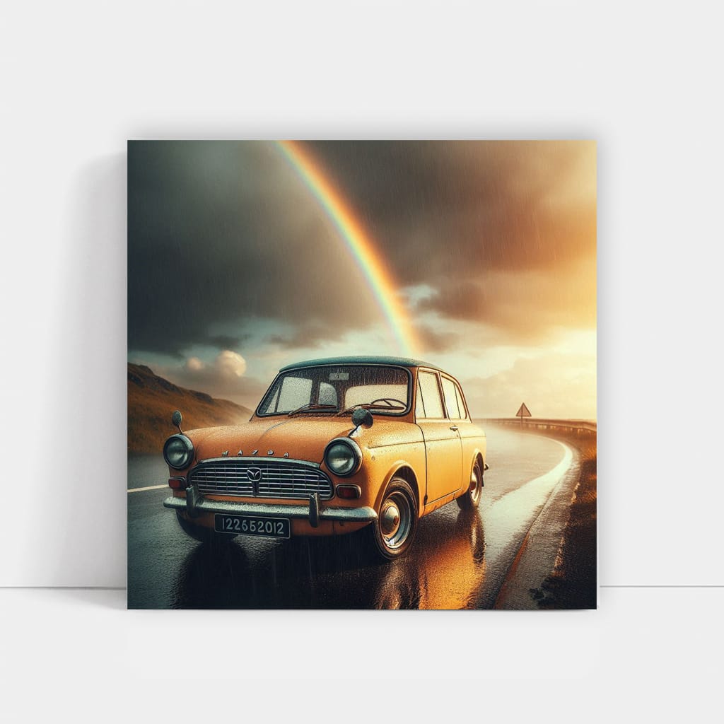 Vintage Mazda in Rain - Classic Charm in Any Weather