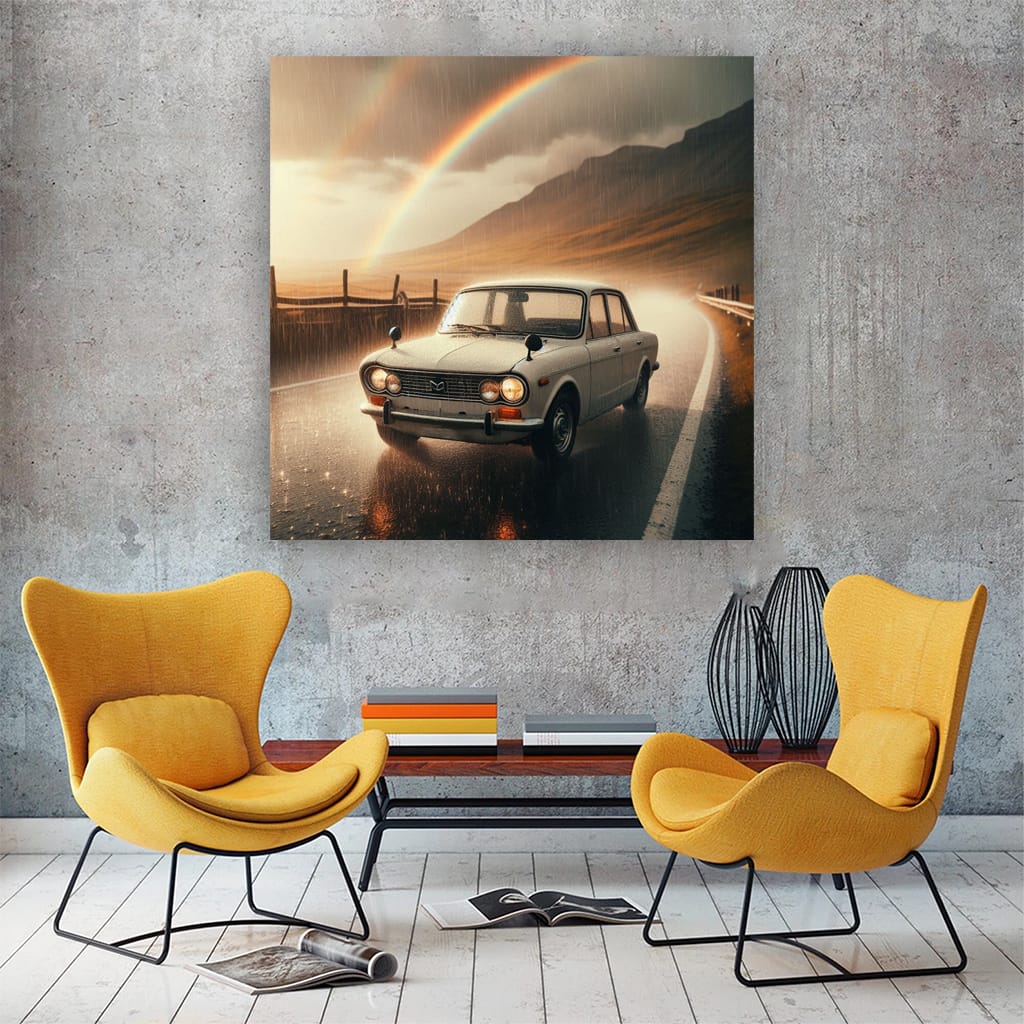 Mazda Old Retro Rainy Weather Wall Art