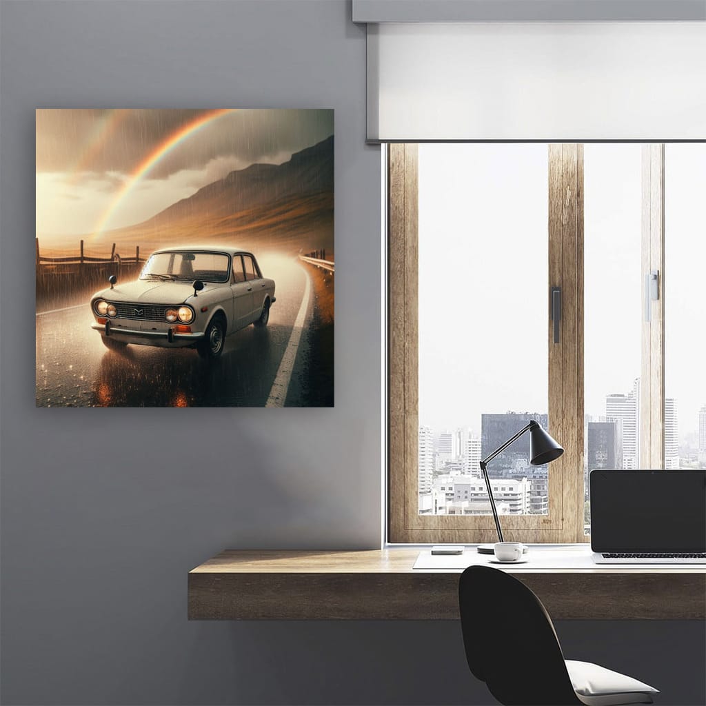 Mazda Old Retro Rainy Weather Wall Art