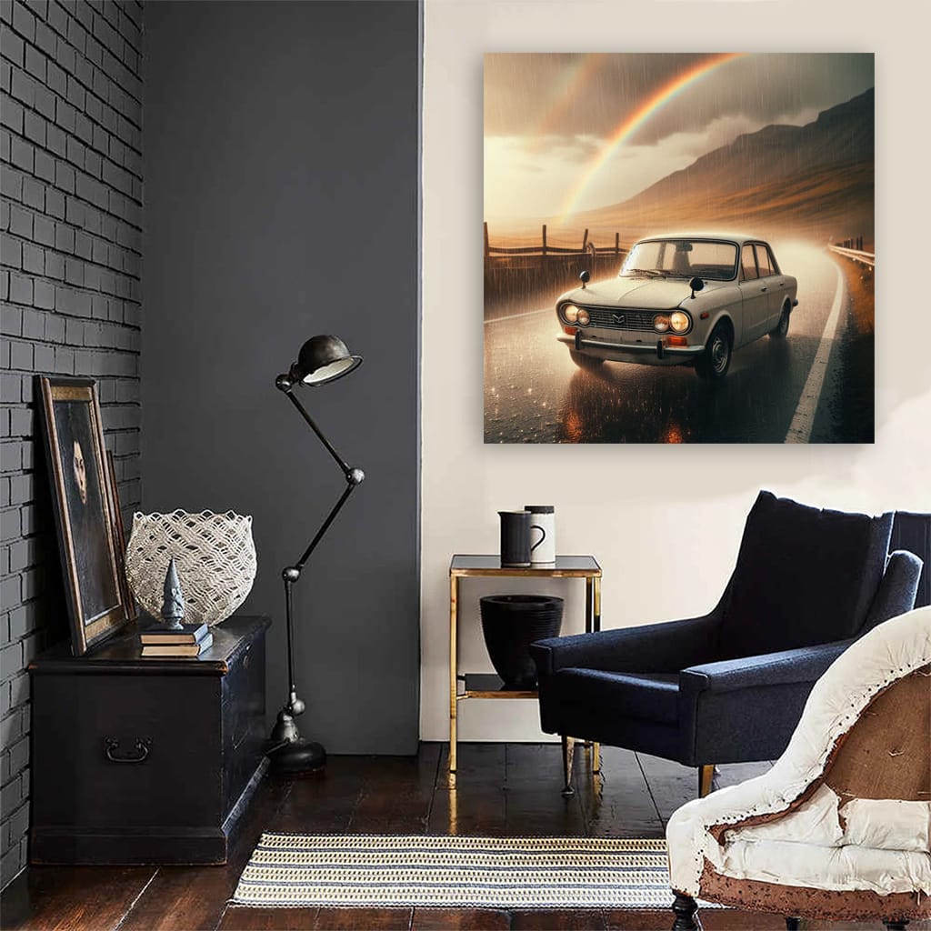 Mazda Old Retro Rainy Weather Wall Art