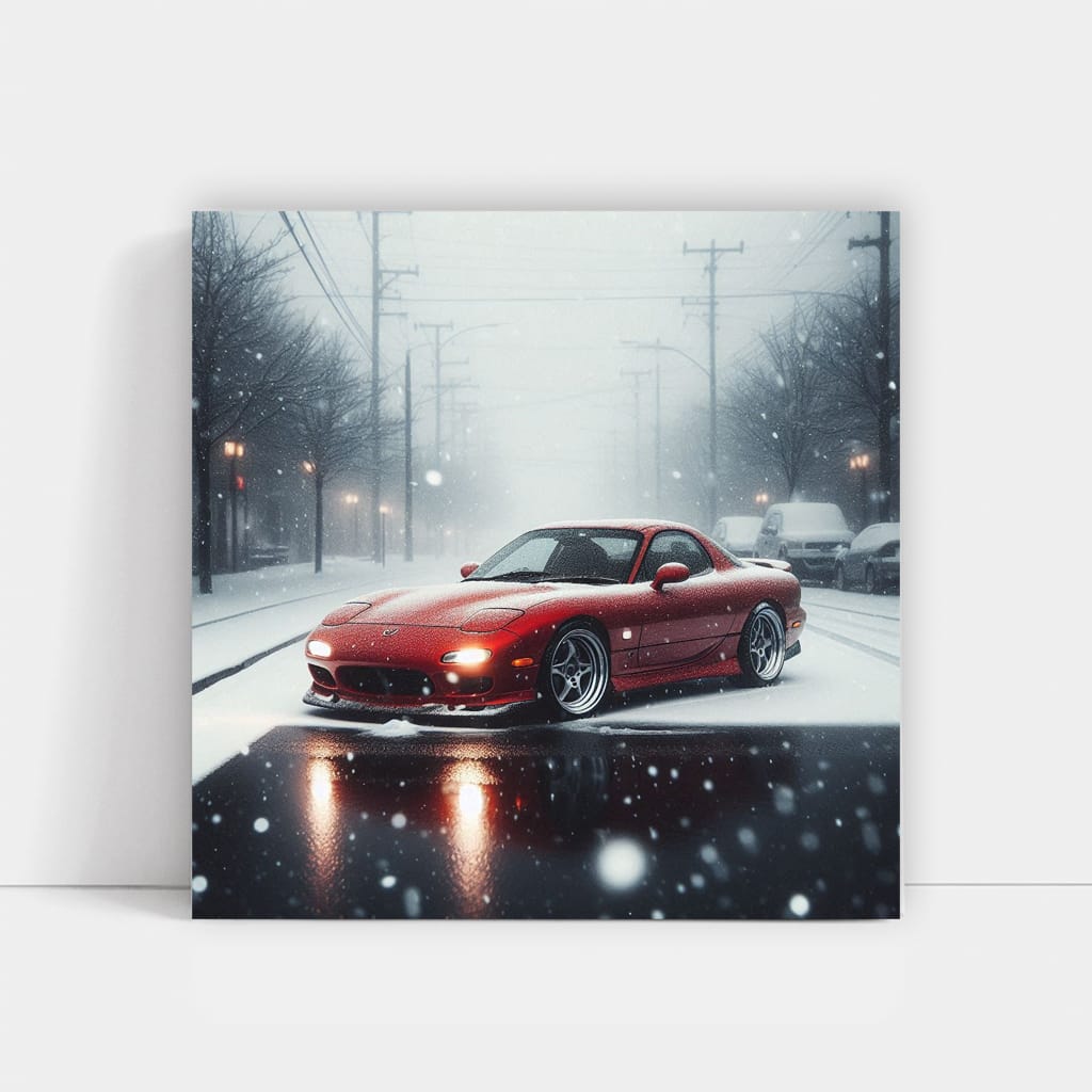Mazda RX-7 in Snowfall - Classic Sports Car Legend