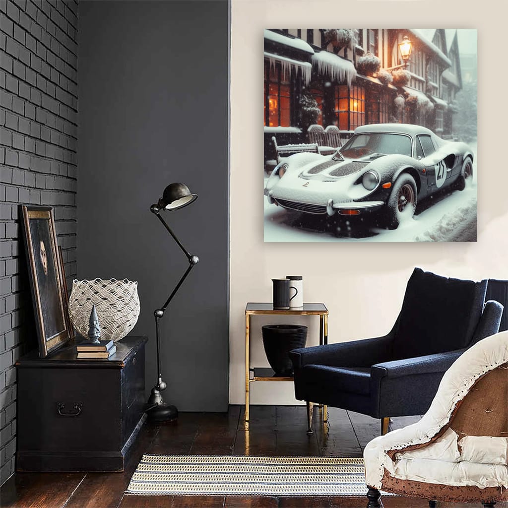 Vintage McLaren in Snowfall: Classic Elegance and Speed