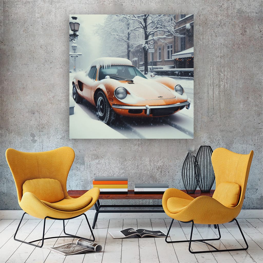 Vintage McLaren in Snowfall - Classic Elegance and Power