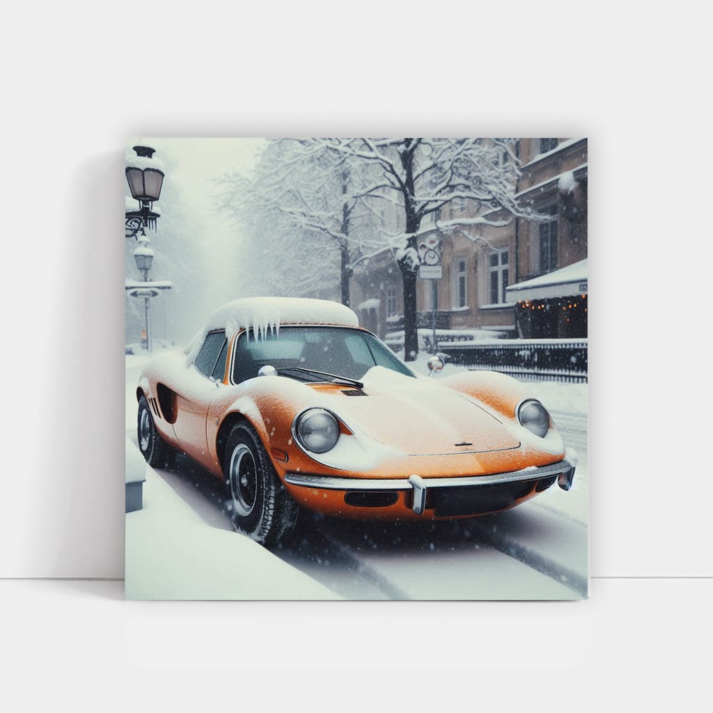 Vintage McLaren in Snowfall - Classic Elegance and Power