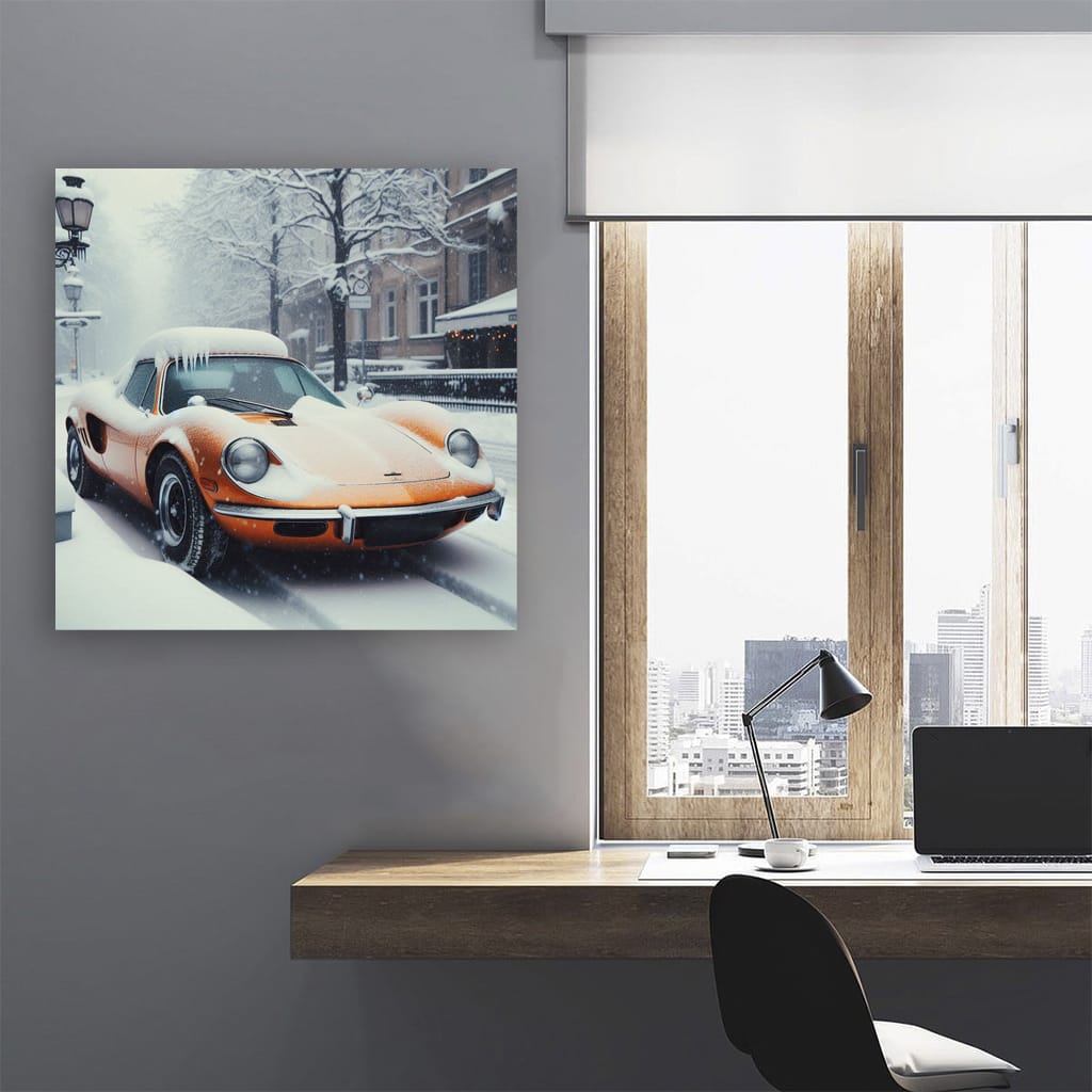 Vintage McLaren in Snowfall - Classic Elegance and Power