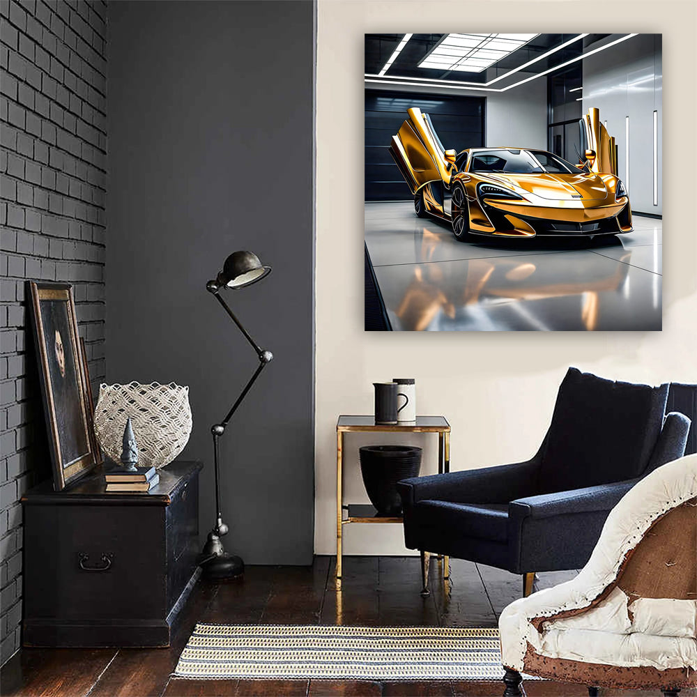 Gold McLaren 600LT in Garage - Unleash Beast